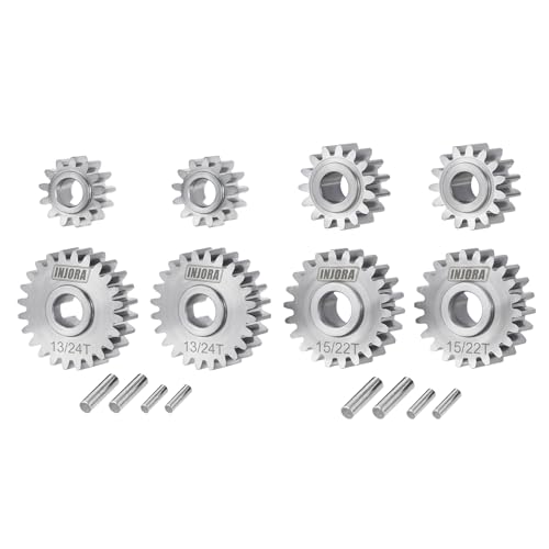 INJORA Steel Overdrive & Underdrive Portal Gears for 1/18 Redcat Ascent-18 - size: 15/22T+13/24T