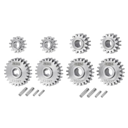 INJORA Steel Overdrive & Underdrive Portal Gears for 1/18 Redcat Ascent-18 - size: 15/22T+13/24T