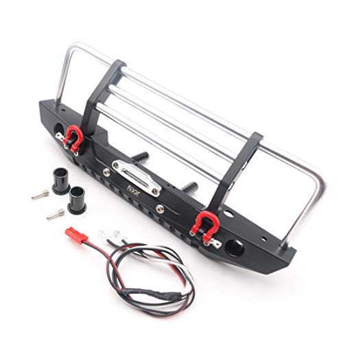 KYX Racing Alloy Front Bumper with LED Lights Upgrades Parts Accessories for RC Crawler Car Axial SCX10 II 90046 Traxxas TRX4 TRX-4 Redcat Gen8 Scout II