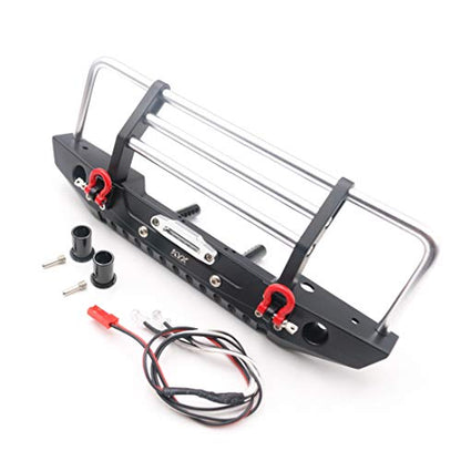 KYX Racing Alloy Front Bumper with LED Lights Upgrades Parts Accessories for RC Crawler Car Axial SCX10 II 90046 Traxxas TRX4 TRX-4 Redcat Gen8 Scout II