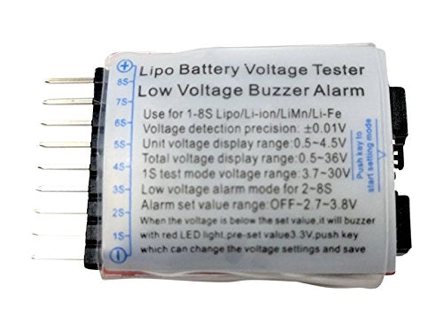 2 Pack Lipo Battery Voltage Checker Alarm LED 1-8 Cell - Apex RC Products #1655