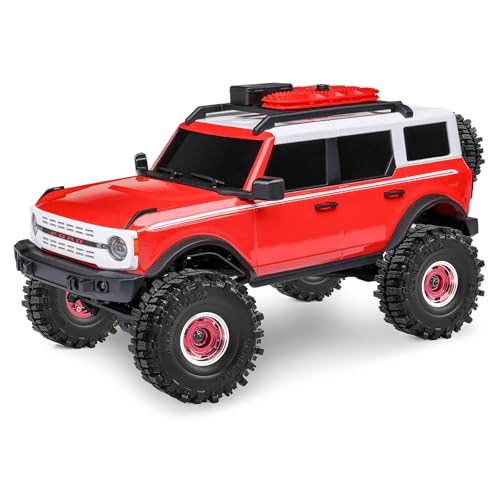 1.0" Beadlock Wheels and Tires for SCX24 TRX4M RC Crawle (Red) | 7mm Hex, Offset 0 mm, Soft Rubber Tires, 1/18 1/24 RC Crawler Upgrade Parts - color: Red 102