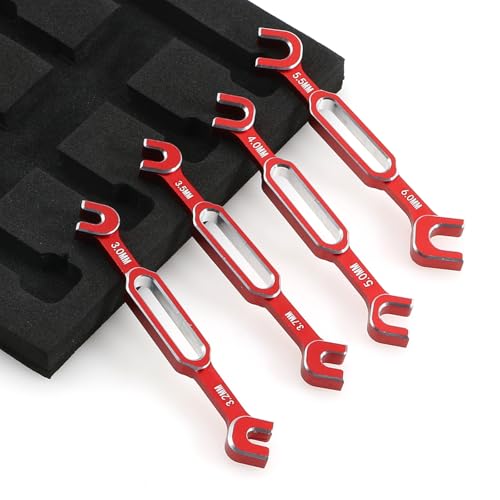 RC Car Wrench Remover ball breakers,4Pcs Wrench 3/3.2/3.5/3.7/4/5/5.5/6Mm Turnbuckle Nut Ball End Joint Remover Universal Tool for RC Car Drone Boat ball breakers (Red) - color: Red
