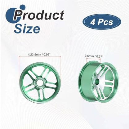 MECCANIXITY 4Pcs RC Car Wheel Rims, 23.5mm Dia 5-Spoke Green Aluminum Alloy Wheel Rims Hex Hub for HSP RC Drift Racing Touring Car - color: Green, size: 23.5mm Dia