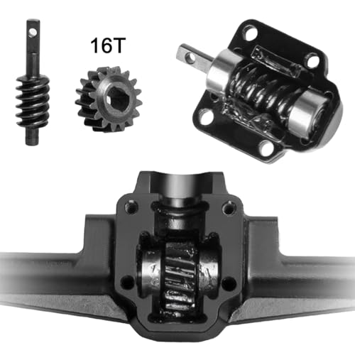 Aluminum Front & Rear Axle Set Upgrades Part with Diff Covers, Steering Link,Gear,Brass Rear Hub Weight for 1/30 Axial SCX30 RC Crawler Upgrades (Black)