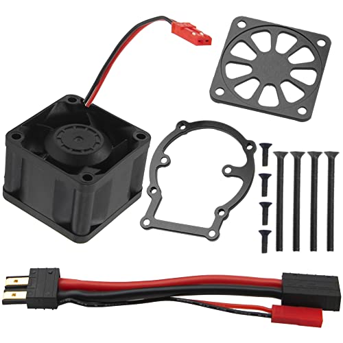 RC Motor Heatsink Radiator with High Speed Cooling Fan Heat Sink Compatible with Traxxas 1/8 4WD Sledge 95076-4 RC Monster Truck (Black) - color: Black