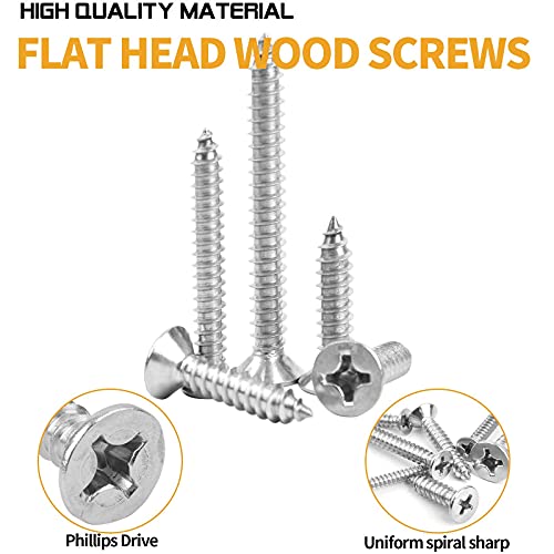 VIGRUE 450Pcs Stainless Steel Wood Screws Set #4#6#8#10#12 Phillips Flat Head Sheet Metal Screw Self Tapping Screws Assortment Kit, Length 1/4" to 2" - style: 450Pcs Pan Head #4#6#8#10#12