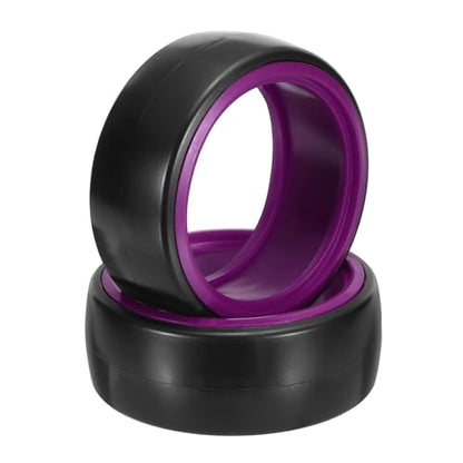MECCANIXITY 2Pcs 1/10 RC On-Road Car Tyres, RC Drift Tires Hard Plastic Tyre Replacement for Remote Controlled Drifting Vehicles, Black Purple - color: Black Purple