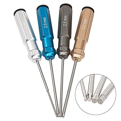 4Pack Vgoohobby Hexagonal Screwdrivers 1.5mm 2.0mm 2.5mm 3.0mm Hex Screw Driver Tools Kit for RC Helicopter Drone Helicopter Car Models,Coloured Handles