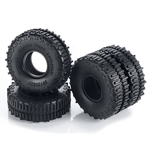 MOHERO 4PCS 1.0" Mud Grappler Rubber Tyre 1.0 Wheel Tires 62 * 22MM for Axial SCX24 90081 AXI00001 002 004 005 006 RC Crawler Car (A Style) - color: C-a Style