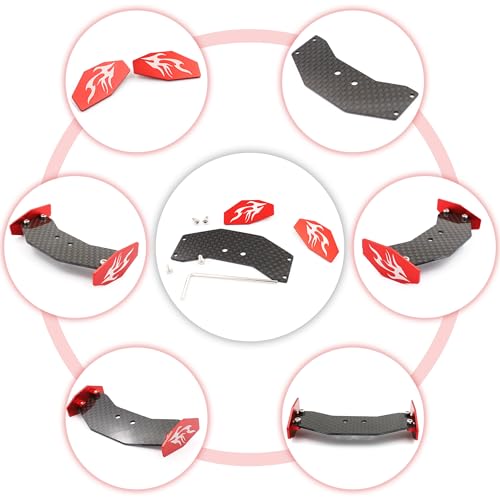 Carbon Fiber RC Tail Wing for Losi 1/24 Micro-B 2WD Buggy RC Car(Black) | Carbon Fiber RC Tail Wing,RC Car, Upgrade Parts,Easy Installation - color: Red