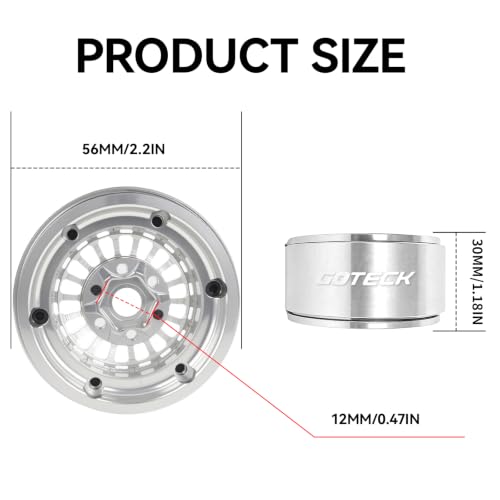GOTECK RC Rims 1.9 Beadlock Wheels Heavy Duty CNC Aluminum Crawler RC Wheel Rim Set Wheel Hub 4pcs-Set for 1/10 RC Crawler, TRX4 Axial SCX10 II SCX10 III Redcat Gen8, RC4WD D90 - color: GS2910