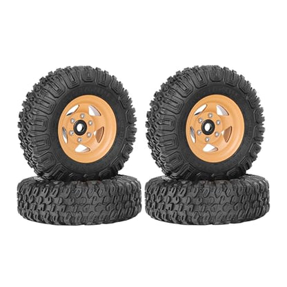 4PCS RC Car 1.55 Inch Tyres Aluminum Alloy Metal Beadlock Wheel Rim and Rubber Tires for 1/10 RC Crawler Car for Axial AX90069 D90 TF2 Tamiya CC01 LC70 MST JIMNY(85mm-5Spoke Yellow) - color: 85mm-5Spoke Yellow
