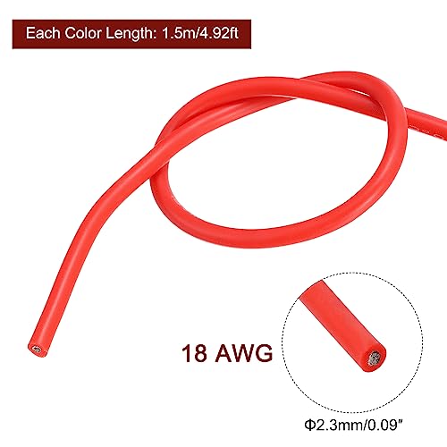 MECCANIXITY 18 Gauge Wire Silicone Wire 18AWG Electrical Wire Stranded Wire Tinned Copper Wire High Temp Hookup Wire 6 Color 1.5m/4.92ft for Car Model Electric Appliances 6pcs - size: 18AWG, 4.92ft