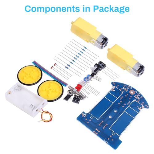 MiOYOOW Line Following Robot Car Kit, Beginners Smart Car Soldering Practice Kit STEM Educational Electronics Soldering Projects for School and Home Learning - TT Motor - color: 1 Pack-soldering Tracking Car(tt Motor)
