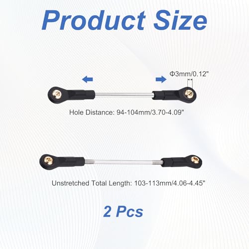 MECCANIXITY 2Pcs Adjustable Turnbuckles Camber Links, 99-109mm Turnbuckle Rod Steering Servo Linkage with M3 Ball Head Rod Ends for RC Car Replace Parts DIY - size: 99-109mm