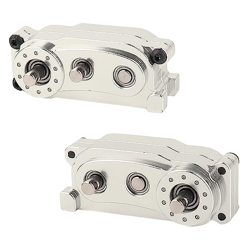 All Metal Front Planetary Motor Transmission Prefixal Gearbox Transfer Case with Hardened Steel Drive Shaft for 1/10 RC Crawler Car Axial SCX10 & SCX10 II 90046 Upgrade Parts (Silver) - color: Silver