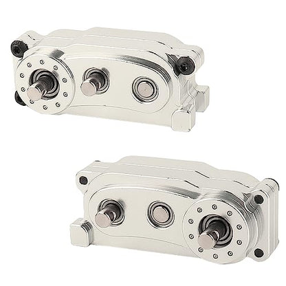 All Metal Front Planetary Motor Transmission Prefixal Gearbox Transfer Case with Hardened Steel Drive Shaft for 1/10 RC Crawler Car Axial SCX10 & SCX10 II 90046 Upgrade Parts (Silver) - color: Silver