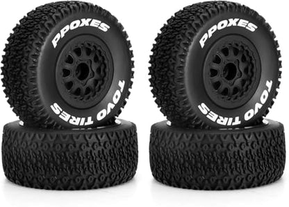 fujita 1/10 RC Racing Short Course Truck Tire & Off-Road Tyre Set Competible for ARRMA SENTON 3S Traxxas Slash4X4 Losi Tenacity Redcat HPI HSP RC Hort Course Truck Car（Black C） - color: Black C