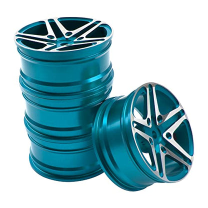ShareGoo Metal Wheel Rims RC 12mm Hex Hubs 1/10 RC Drift On-Road Racing Touring Wheel Rim Compatible with HSP Tamiya Kyosho RedCat Sakura WLtoys Universal 1/10 RC Scales,5-Spoke (Blue) - color: Blue