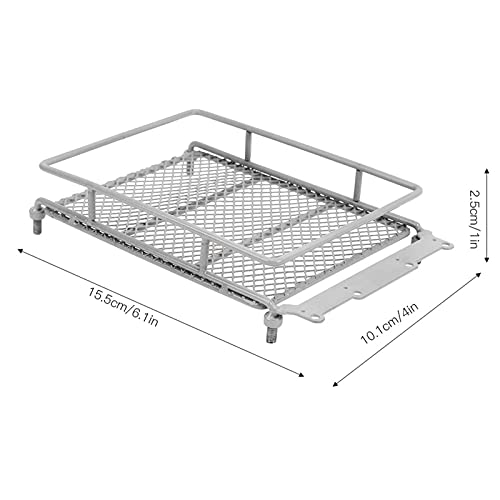 Metal ROOF Rack Luggage Carrier LED Light MN 1/12 RC Crawler Durable Practical RED Black Silver Applicable Remote Control CAR (Silver) - color: Silver