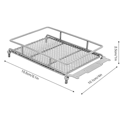 Metal ROOF Rack Luggage Carrier LED Light MN 1/12 RC Crawler Durable Practical RED Black Silver Applicable Remote Control CAR (Silver) - color: Silver