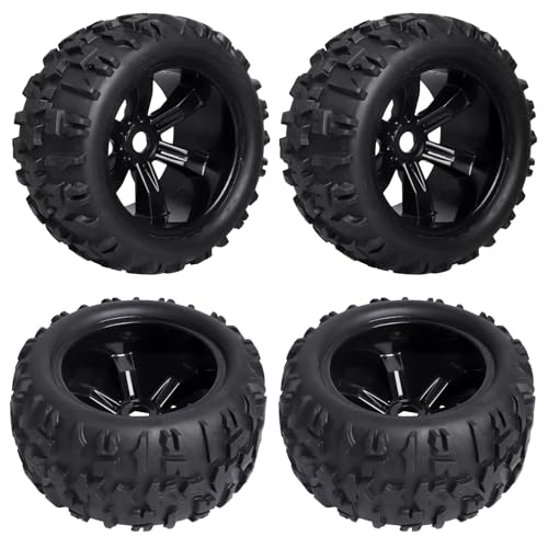 Preglued 1/8 Monster Truck Ties and Wheels OD 5.9" 17mm Hex MT Tires Wheels Set fit Traxxas Maxx E-Revo 2.0 3.3 Summit Revo 3.3 Arrma Kraton Outcast 4-6S Brushless Power
