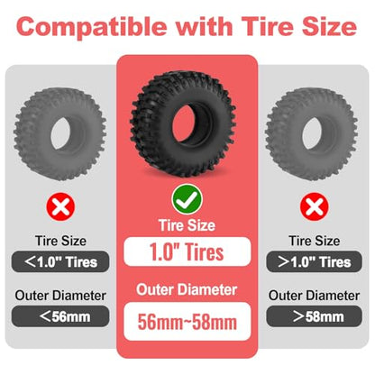 HobbyPark 1.0 Tires Silicone Inserts Foam fit 56-58mm*24mm for 1/18 1/24 Scale RC Crawler Truck, Super Soft, 4pcs (Red) - color: Red (Small)