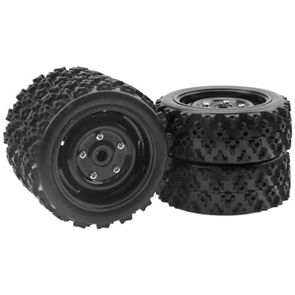ShareGoo 4Pcs 1/10 On Road Tires & Plastics Wheel Rims 12mm Hex Compatible with Tamiya TT01 Kyosho Sakura D3 Traxxas 4Tec 2.0 1/10 RC On Road Racing & Touring Car (Black)