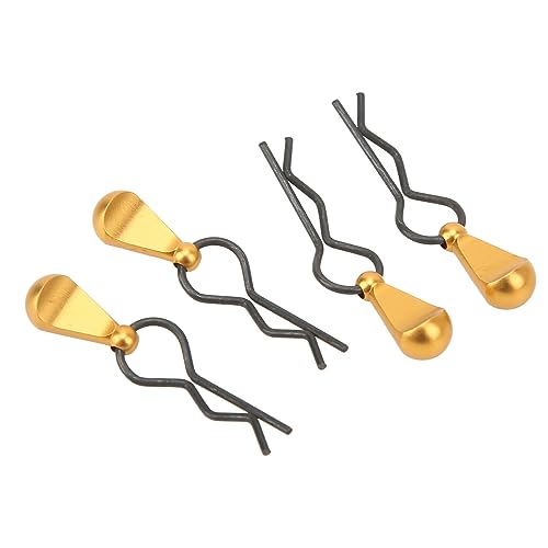 Generic 50 Pcs Universal RC Body Clips R Pins 1/8 1/10 Scale RC Car Clips Stainless Steel with Aluminum Alloy Pull Tabs for Cars Off Road Buggy Truck Parts (Gold) - color: Gold