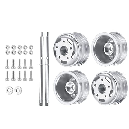 2pcs Rear Dual Wheel Rims Wheel Hubs with Rear CVD for 1/24 Axial Scx24 | Metal for AXI90081 Deadbolt C10 AXI00002 B-17 AXI00005 Upgrade