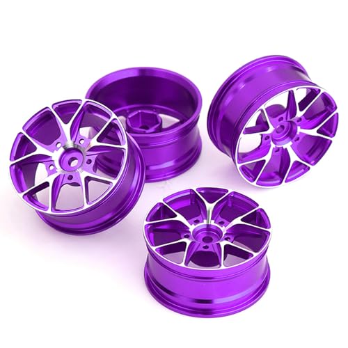 1/10 On Road Drift Wheels Rims Hex 12mm RC Aluminum Alloy Rally Racing Hubs for 1:10 Scale Touring Street Car Tires Tamiya TT01 TT02 HSP 2S 3S Brushless HPI KYOSHO XV02 XV01 4PCS (Purple) - color: Purple