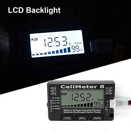 LiPo Charger RC Charger Lipo Battery Balance Charger RC Car Battery Charger Discharger 2-8S for Li Po Li Ion Li Fe Smart Battery Balance Discharger Servo Tester (Black) - color: Black
