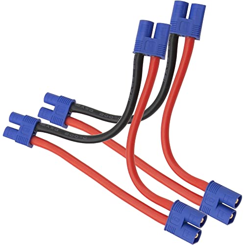 2Pcs HIRCQOO RC Car Serial Series Cable Adapter Compatible with XT90 Large Tamiya Traxxas EC5 XT60 EC3 T Plug for RC Truck Boat Lipo Battery ESC (EC3 Plug) - style: EC3 Plug