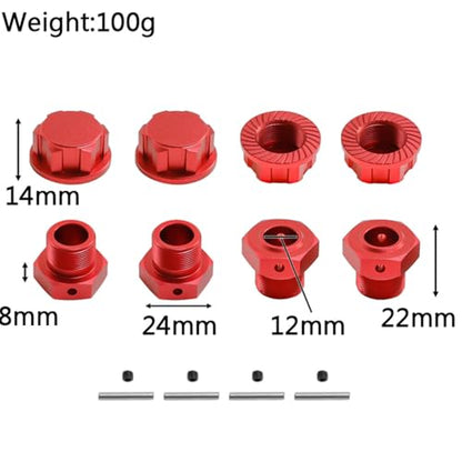 Aluminum Wheel Hex Adapter & Wheel Nut 24mm for Arrma 1/5 KRATON 8S BLX,Outcast 8S BLX Upgrades Parts,Wheel Hub Adapter Parts # ARA310928# ARA310929 (Red) - color: red