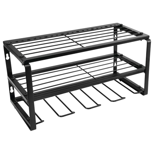 Performance Tool W7701 16 in. 3 Tier Power Tool Organizer Wall Mount | Garage storage system and utility rack. Holds cordless drills and tools. Heavy steel frame with powder-coated finish - style: 16" Power Tool Storage Rack