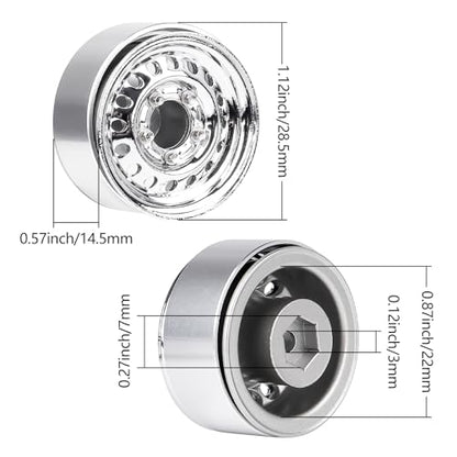 HobbyPark 1.0 Beadlock Wheels Negative Offset Stamped Steel Beadlock 1.0" Wheels 1.0 Beadlocks with Wheel Nut Wrench for 1/18 1/24 RC Crawler TRX4M 1/24 SCX24 FCX24 Upgrades Parts
