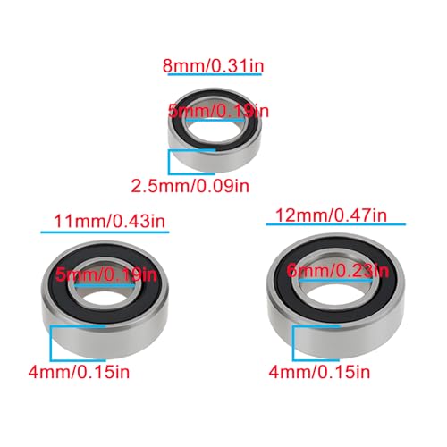 SING F LTD 32 Pcs Sealed Bearings Kit 5x11x4mm 5x8x2.5mm 6x12x4mm Replace OEM 56368 Compatible with Tami-ya Scania 770S 6x4