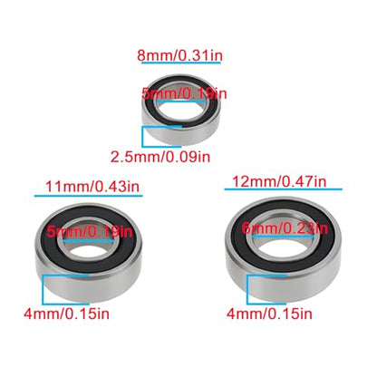SING F LTD 32 Pcs Sealed Bearings Kit 5x11x4mm 5x8x2.5mm 6x12x4mm Replace OEM 56368 Compatible with Tami-ya Scania 770S 6x4