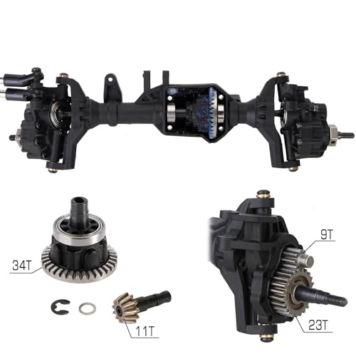 RC Vehicle Axles Compatible with TRX-4 1/10 RC Crawler Car Upgrade Parts RC Car Front Rear Axle Set Upgrade Parts Front Rear Portal Axle Assembly(Color:Front Axle) - color: Front Axle