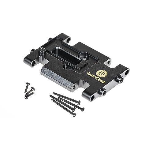 RampCrab Skid Plate Transmission Mount for AX24, Black Coating, Brass Mount for AX24 XC-1, 21 Grams, Upgrades Parts for 1/24 RC Crawler Car - color: Brass-Black