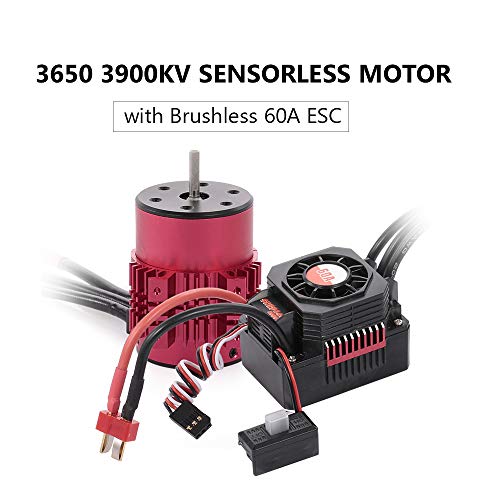 GoolRC Surpass Hobby 3650 Brushless Motor and ESC Combo, 3900KV Brushless Motor and 60A ESC for 1/10 Scale RC Car Truck Indispensable Accessory for Modification Enthusiasts