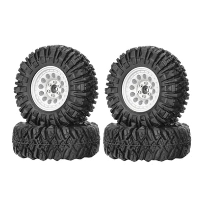 4PCS 1.3" Aluminum Alloy Beadlock Wheel Rims All-Terrain Tyre 70mm Rubber Tires Set with 5mm & 7mm Hex for 1/12 1/14 1/18 1/24 RC Rock Crawler Car Upgrade Parts (B-Silver) - color: B-silver
