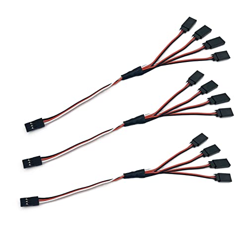 5pcs JR Y Connector Servo Extension Cable 3 Pin JR Plug Splitters 1 Male to 4 Female Servo Y Extension Connector for RC Models Cars Plane Helicopter Drone - style: 1 Male to 4 Female