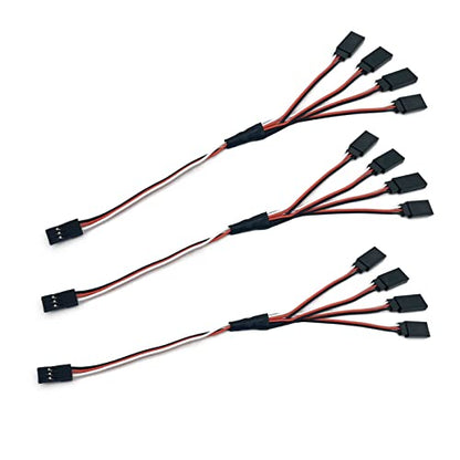 5pcs JR Y Connector Servo Extension Cable 3 Pin JR Plug Splitters 1 Male to 4 Female Servo Y Extension Connector for RC Models Cars Plane Helicopter Drone - style: 1 Male to 4 Female