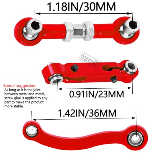 RC Aluminum Metal Turnbuckle Camber Links Toe Links with Rod Ends Steering Linkage Set Upgrade Parts for 1/18 LaTrax Teton,Desert Prerunner.Red(Replace 7636) - color: Red(7pcs)