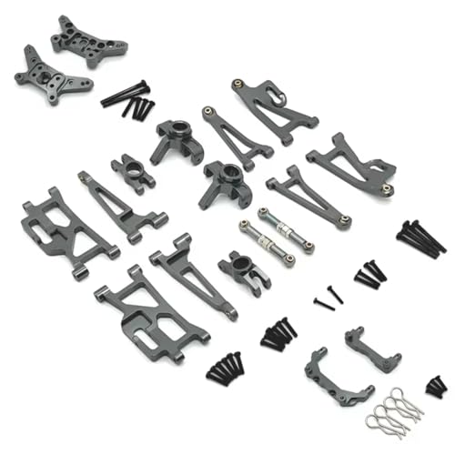 RC Replacement Parts for MJX 14209 14210 1/14 Metal Steering Cup Upper Lower for Swing Arm Set Shock Tower Bracket Body Post RC Car Upgrade Parts Accessories(Gray) - color: Gray