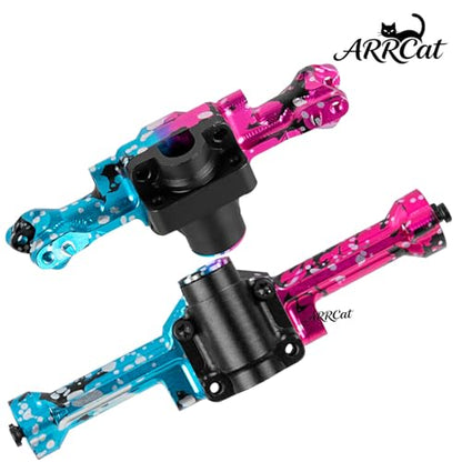Aluminum Portal Axles & Brass Weights Steering Knuckles Upgrades Part for 1/30 SCX30 Chev rolet K10/Jeep Wrangler JLU 4X4/F0rd Bronco 4X4,Axle Housing & Knuckles Hub Weight,Colorful(Pink Blue)