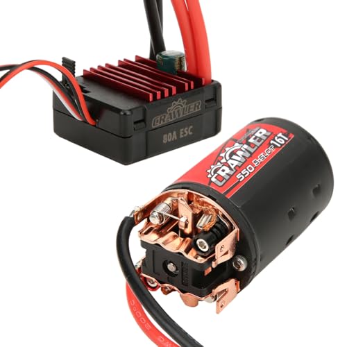 Surpass 550 Brushed Motor and BCD80A ESC High Combo for 1/10 RC Crawler Car Black Red 2 Units