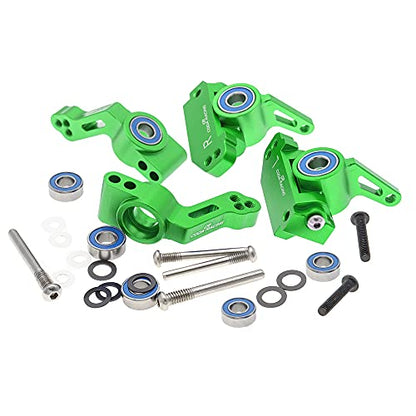 RC Alloy Caster Block&Steering Blocks&Rear Stub Axle Carriers for Traxxas 1/10 2WD Slash, Stampede, Rustler, Nitro Slash-Replaces Part 3736 3632 3752 - color: Green